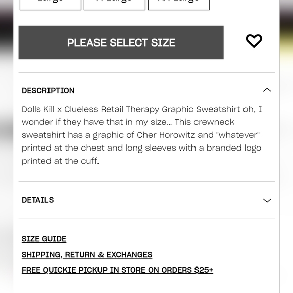 Dolls Kill X Clueless Retail Therapy Graphic Sweatshirt - Picture 5 of 5